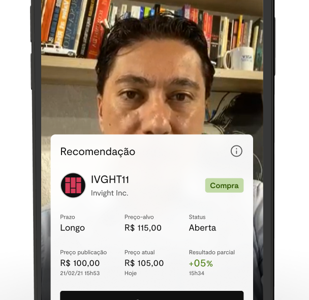 tela de recomendação de investimento do aplicativo Invight