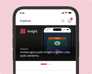 exemplo de tela de explorar do aplicativo Invight
